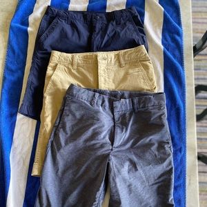 Lot of 3 boys Gap Shorts, size 12 and 14, khaki, navy and a chambray blue.